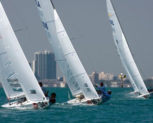 miami sailing week 3 boats in water with men sailing